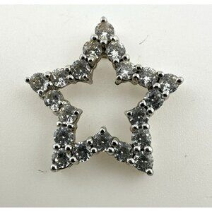 10k White Gold Pendant Star Heng Ngai Cubic Zirconia Celestial (No Chain)